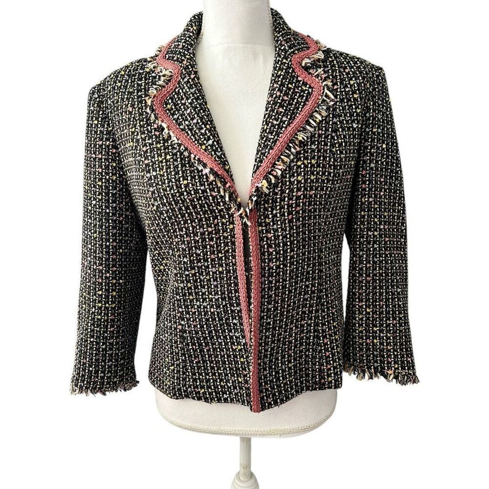 Spiegel Black and Pink Tweed Blazer Size 8